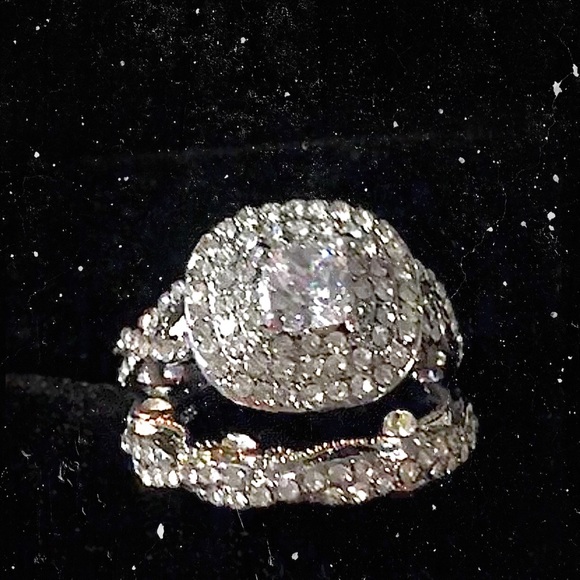 Two Toned 18k Gold and 925S White Sapphire Ring - Picture 3 of 5